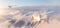 View of Canadian Mountain Landscape with airplanes flying