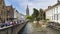 View of a canal in the medieval city of Bruges.