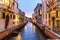 View of Canal Rio de S.Trovaso at night. Venice. Italy