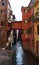 View of the canal of the river Reno in Bologna, Italy