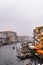 View of the Canal in Venice from Rialto bridge,gondolas are crossing the river and people enjoy their winter vacations