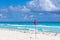 View of Cancun beach in Caribbean Sea. Exotic Paradise. Travel, Tourism and Vacations Concept