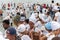 View of Candomble members on the beach during a religious demonstration known as Bembe do Mercado