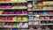 A view of a candy and snack shelf in a retail store in Johor Bahru Malaysia