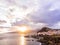 View of Canical, a town in the Madeira island, Portugal, at sunset