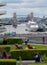 View from Cannon Bridge Roof Garden, London UK, over the award winning roof garden of Nomura International PLC, and the Thames.