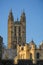 View of Canterbury cathedral with copy space in clear sky