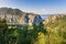 View of the canyon and estuary mouth of Cetina river, Omis, Dalmatia, Croatia