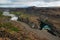 View of canyon and waterfall Hafragilsfoss, Iceland