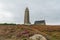 View of the Cap Levi lighthouse and heath on the north coast of Normandy in France