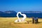 View of Cape Hado with the heart object in Karatsu, Japan