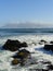 View of Cape Town with the table cloth on Table Mountain from Robben Island