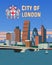View Capital finance the city of London illustration best for travel poster with vintage retro style