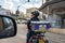 View from the car window on a messenger - an Israelite on the street in Beit Jala, in the Palestinian Authority, Israel