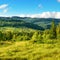 View Carpathian Mountains at sunset