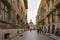 View from Carrer dels Cavallers on the Plaza de la Virgen in Valencia, Spain