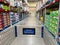 The view from a cart of laundry products aisle of a Sams Club grocery store