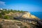 View on Carvoeiro Boardwalk, part of algar seco trail, on the coast of Algarve, Portugal