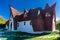 View of the Castelul de Lut Valea Zanelor fairy tale castle and hotel in central Romania