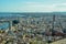 View from the Castillo de Santa BÃ¡rbara on the cityscape of Alicante and the landscape around it pale slightly cloudy blue sunny