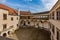 View of a castle courtyard at Telc