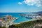 View from castle on Malaga port park, Pedro Luis Alonso gardens