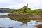 View of Castle Maol, a ruined castle located near the harbour of the village of Kyleakin, Isle of Skye, Scotland