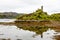 View of Castle Maol, a ruined castle located near the harbour of the village of Kyleakin, Isle of Skye, Scotland