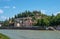 View of the castle of San Pietro in the city of Verona, Italy. The castle is on the top of the hill of San Pietro on the banks of