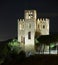 View of Castle Torre Baro in night. Barcelona