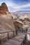 View from the castle of the town of Uchisar to the beautiful Cappadocia i