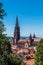 View of the cathedral of Freiburg im Breisgau (Freiburger Munster), southwest Germany