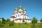 View of cathedral of the Icon of the Mother of God Iverskaya in the Valdaisky Iversky Svyatoozersky Monastery