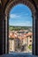 View from cathedral Notre Dame de Puy in Le Puy en Velay - France