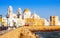 View of Cathedral and ocean coast. Cadiz