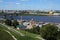 View of the Cathedral of Prince Alexander Nevsky and the bridge over the River Oka