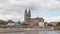 View on Cathedral from riverside in Magdeburg