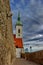 View on Cathedral of saint Martin, city walls and modern centre of Bratislava, Slovakia