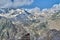 view of the Caucasus mountains and peaks covered with snow