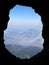 View from cave on Mount Pilatus to city of Lucerne, Switzerland