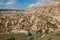 View of Cavusin cave village in Cappadocia, Turk