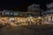 View of the center of the old port city at night, Chora, Ios, Greece