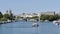 View on the center of Paris and its river, the Seine, during the summer.