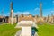 View of the center temple remains of Pompei, Italy