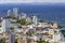 View of the central part of the city of Vladivostok from a viewing platform at the highest point of the Eagle`s Nest hill