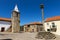 View of the central square of the historic village of Castelo Mendo, in Portugal, with a church and pillory