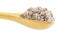 view of ceramic spoon with seasoned salt close up