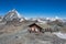 View of Cervino Mount Matterhorn on the west. In the background the Swiss mountains, seen from Plateau RosÃ  at 3500 mt., Italian