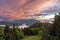 View from chalet under Suchy, national park Mala Fatra, Slovakia, spring sunset time