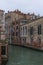 View of the channels and old palaces in Venice in the morning